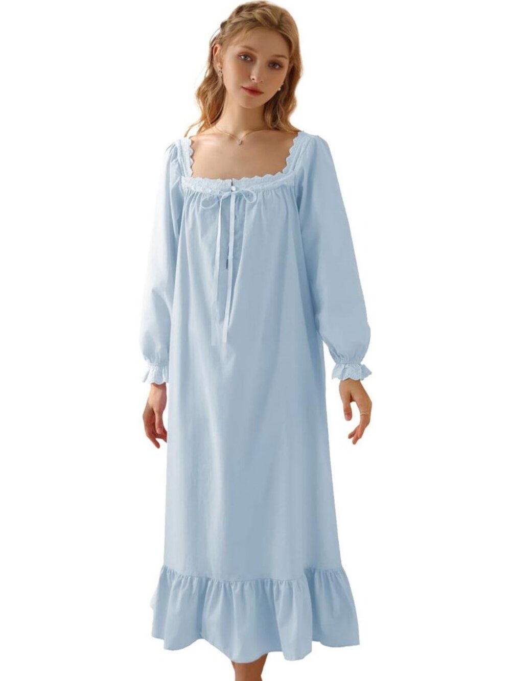 Victorian Cotton Nightgown for Women | Short & Long Sleeve Elegant Sleepwear